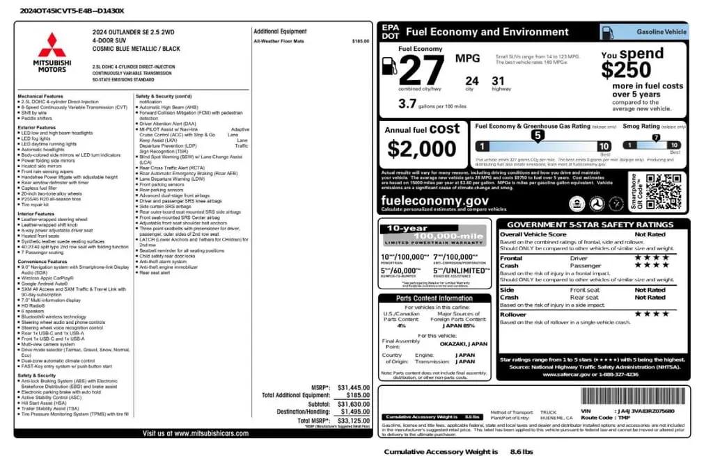 Mitsubishi Outlander Se For Sale In Orlando - Thumbnail 11