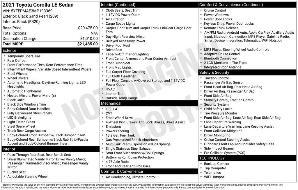 Toyota Corolla Le - Thumbnail 4